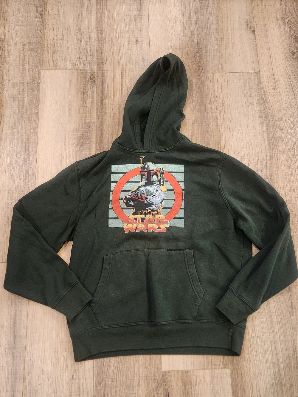 Star Wars Boba Fett Hoodie Mens Medium Hunter Green Pullover Graphic Sweatshirt